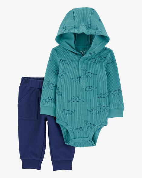  Product image 1 of Baby 2-Piece Dinosaur Hooded Bodysuit Pant Set