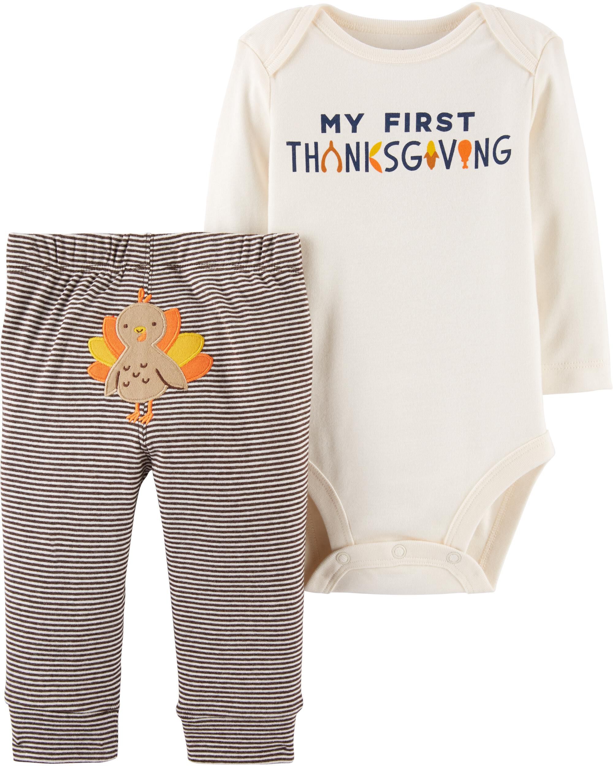 2-Piece Thanksgiving Bodysuit Pant Set 