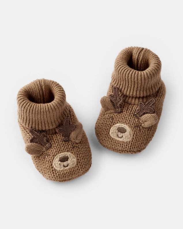Product image 1 of Baby Christmas Reindeer Crochet Booties - Brown