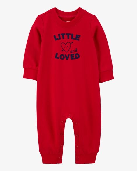 Product image 1 of Baby Heart French Terry Long-Sleeve Jumpsuit - Red
