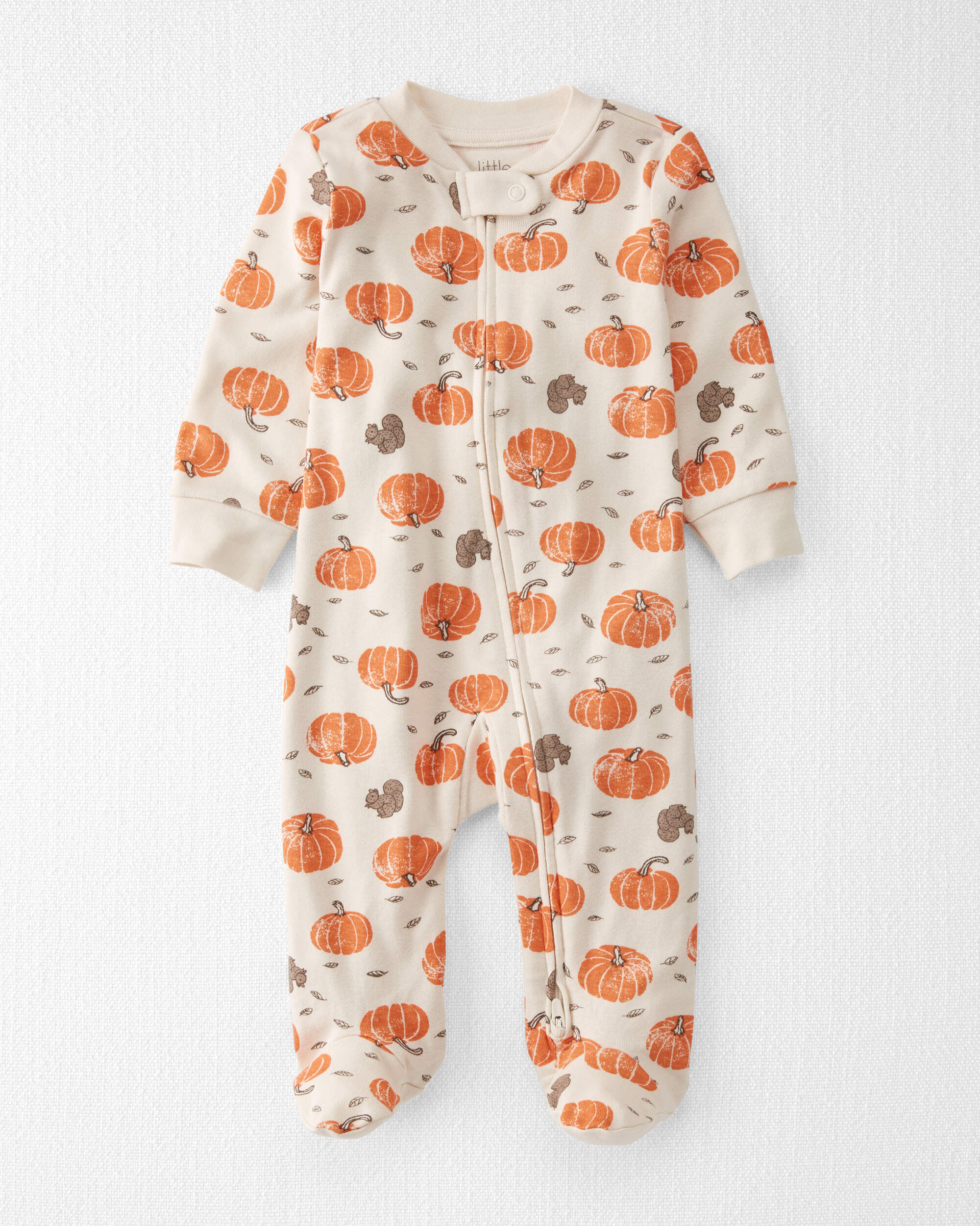 ラッキー★7 Baby Organic Cotton Sleep & Play Pajamas in Harvest Pumpkins
