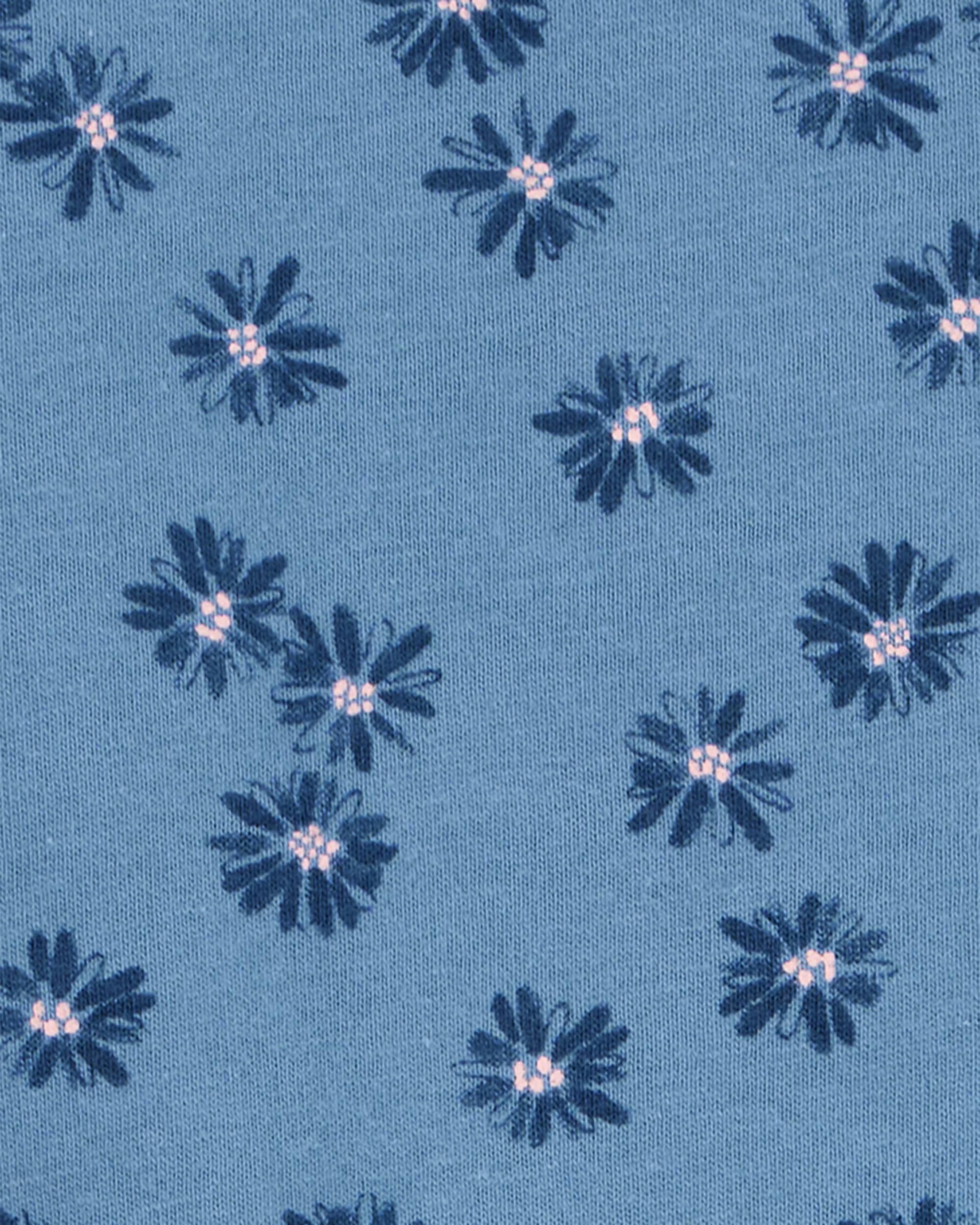 Toddler Floral Tie-Front Short-Sleeve Tee - Blue