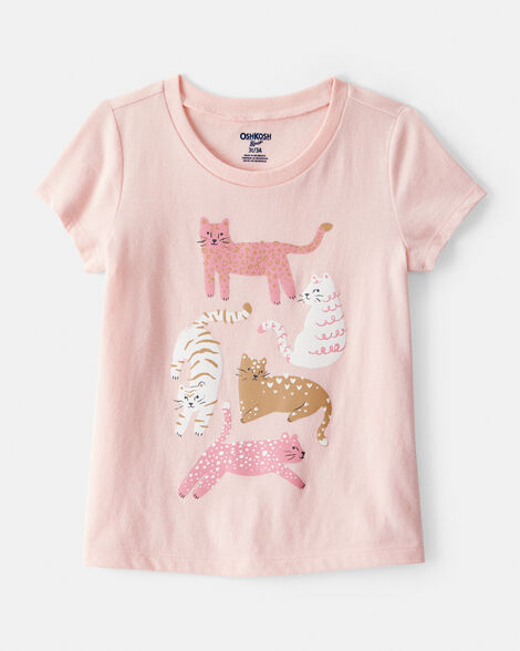 Product image 1 of Toddler Girl Cat Short-Sleeve Graphic Tee - Pink
