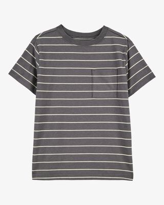 Product image 1 of Kid Striped Short-Sleeve Pocket Tee - Grey
