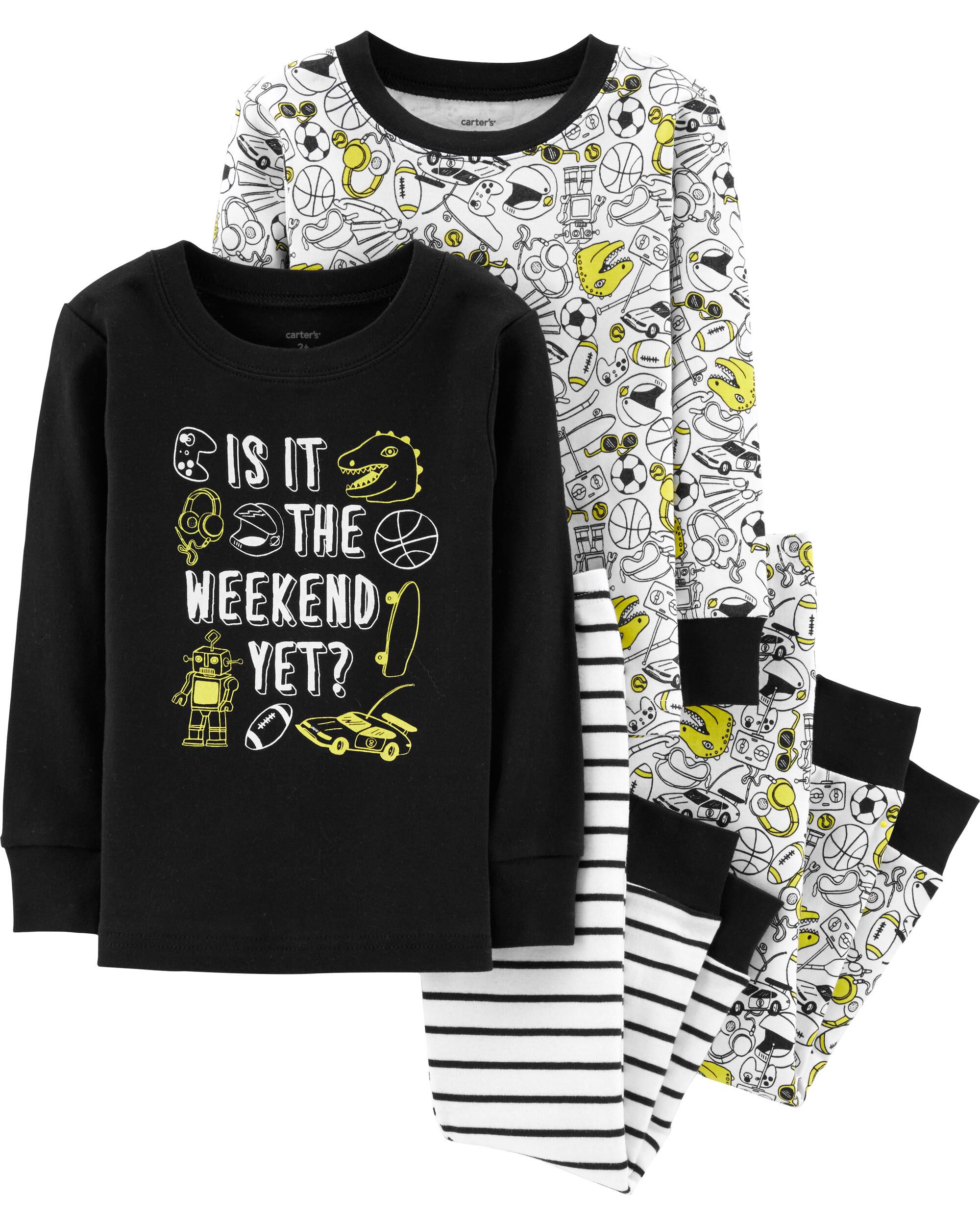 Carters Boys 12M-4T One Piece Glow-in-The-Dark Snug Fit Cotton Pajamas