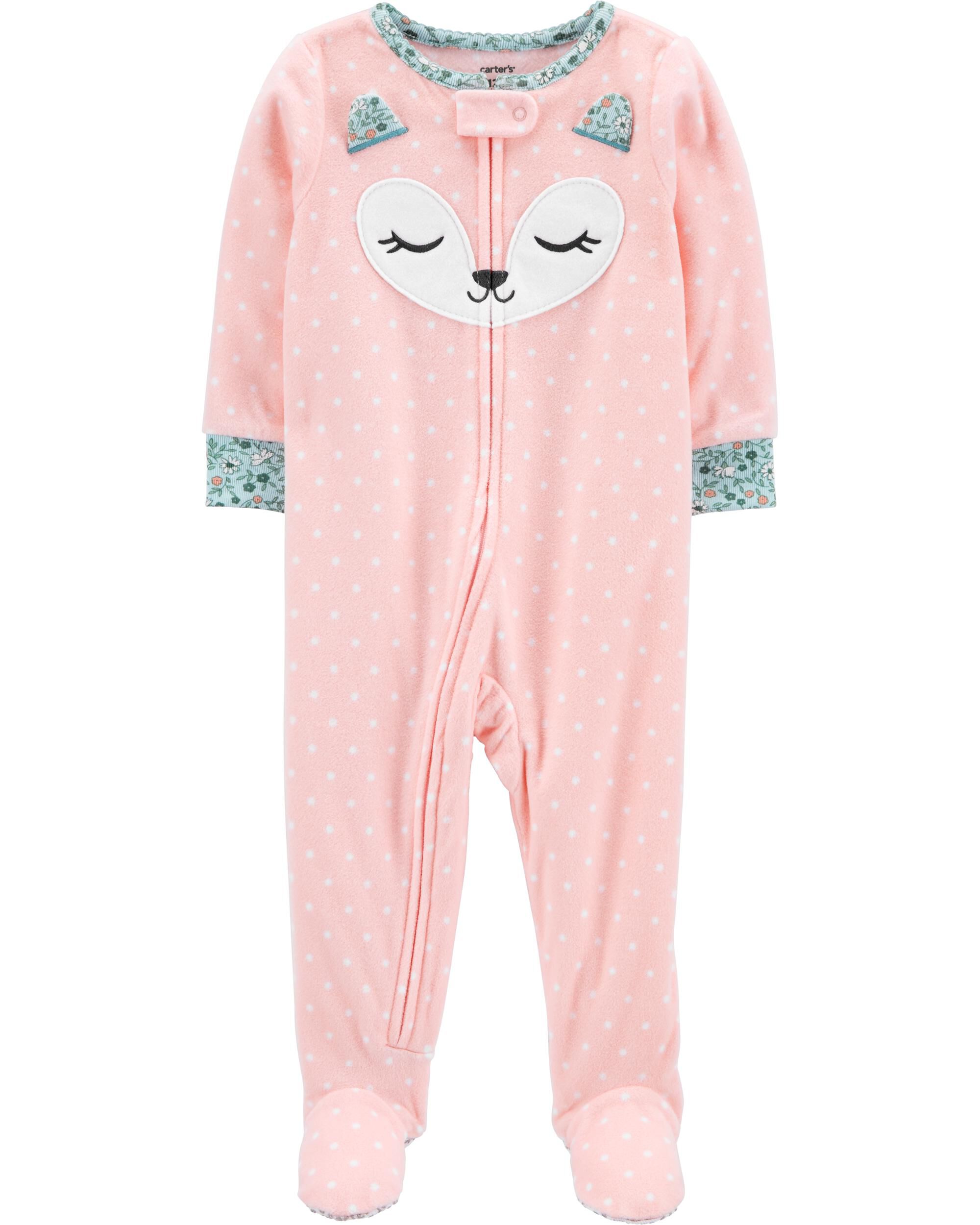 Details about   Carter's Girls 1-Pc Pink Fleece Footed Blanket Sleeper Pajamas Santa Christmas 