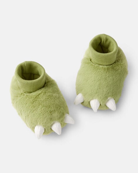 baby boy dinosaur slippers - green