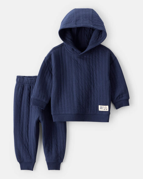 baby boy 2-piece hooded tee & pant set - navy