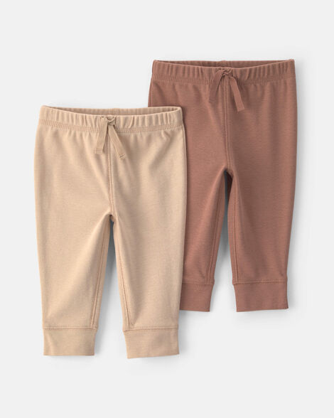 baby 2-pack cotton pull-on pants - brown