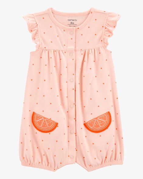  Product image 1 of Baby Cotton Short-Sleeve Romper - Orange