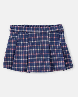 Product image 1 of Toddler Girl Plaid Print Knit Skort - Navy/Blue