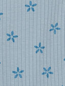 Blue - Baby Floral Pull-On Ribbed Pants, Selected