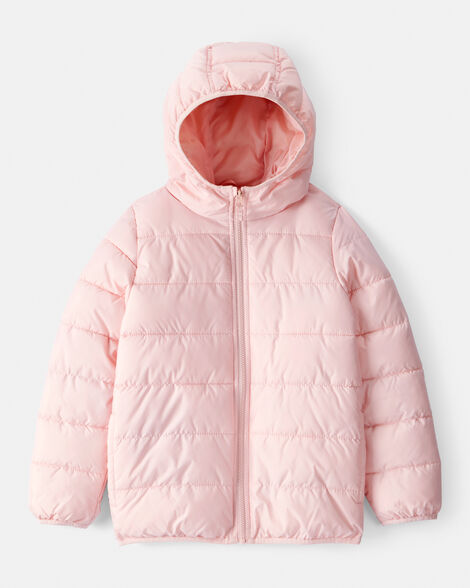 kid hooded puffer jacket - pink