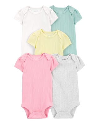 Baby 5-Pack Solid Short-Sleeve Cotton Bodysuits