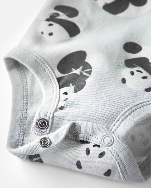Product image 2 of Baby Organic Cotton 3-Pack Panda-Print & Striped Bodysuits