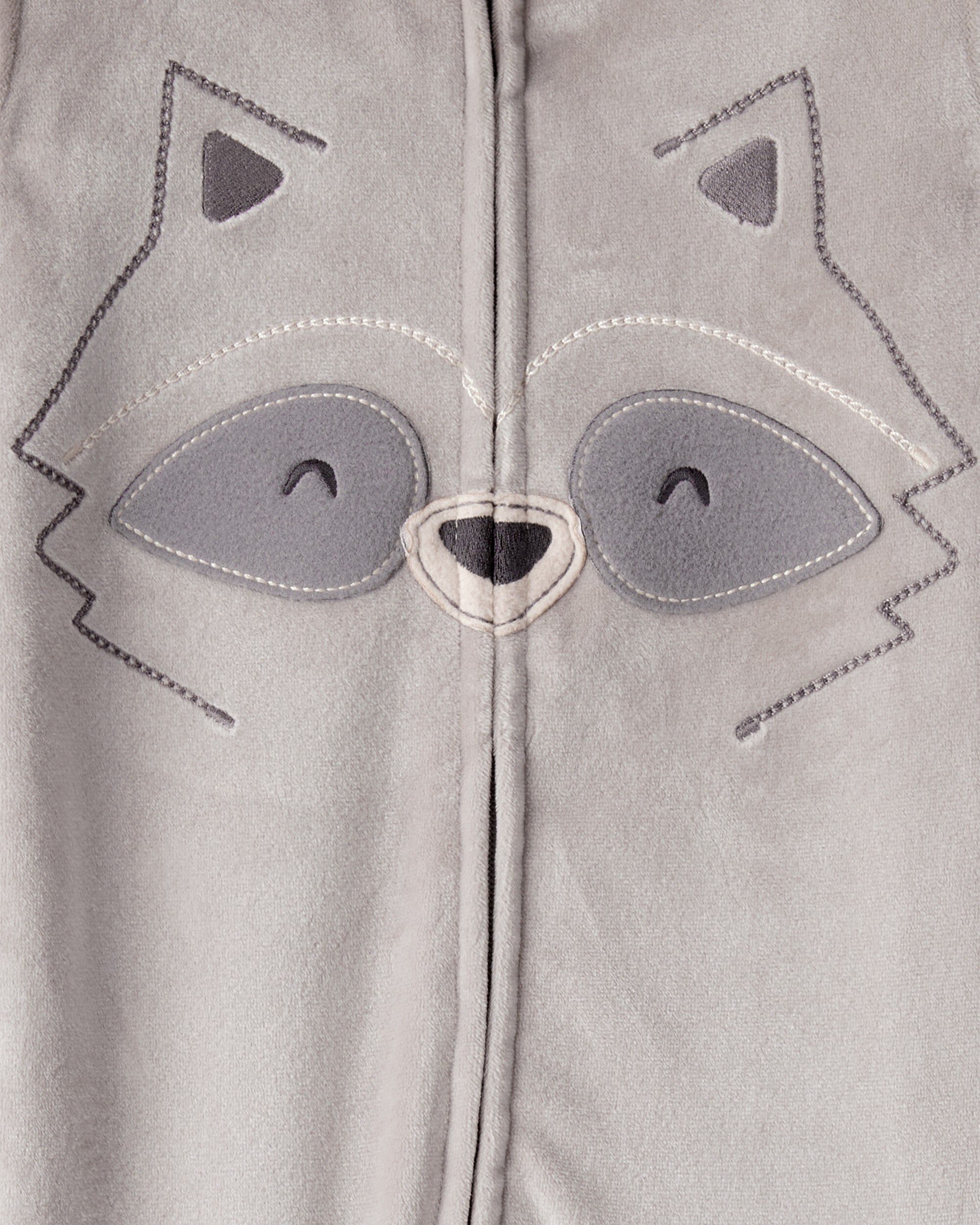 Baby Boy Raccoon DreamPlush Long-Sleeve Snug Fit 1-Piece Pajamas - Grey