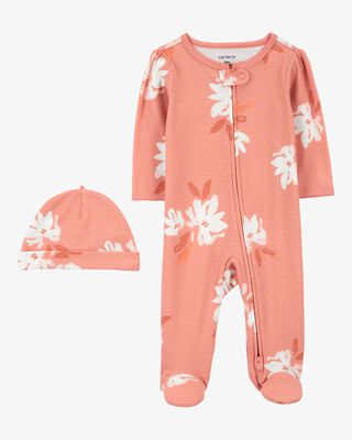 Product image 1 of Baby 2-Piece Floral Sleep & Play Pajamas & Cap Set