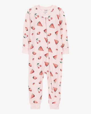 Product image 1 of Baby Fruit Print Zip-Up PurelySoft Footless 1-Piece Pajamas - Pink