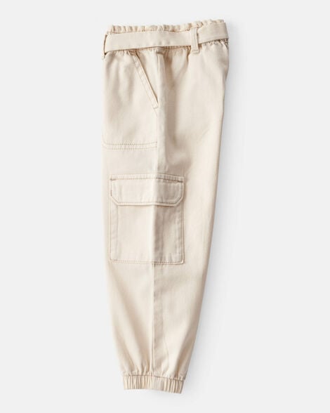 Product image 3 of Toddler Girl Cotton Cargo Joggers - Ivory
