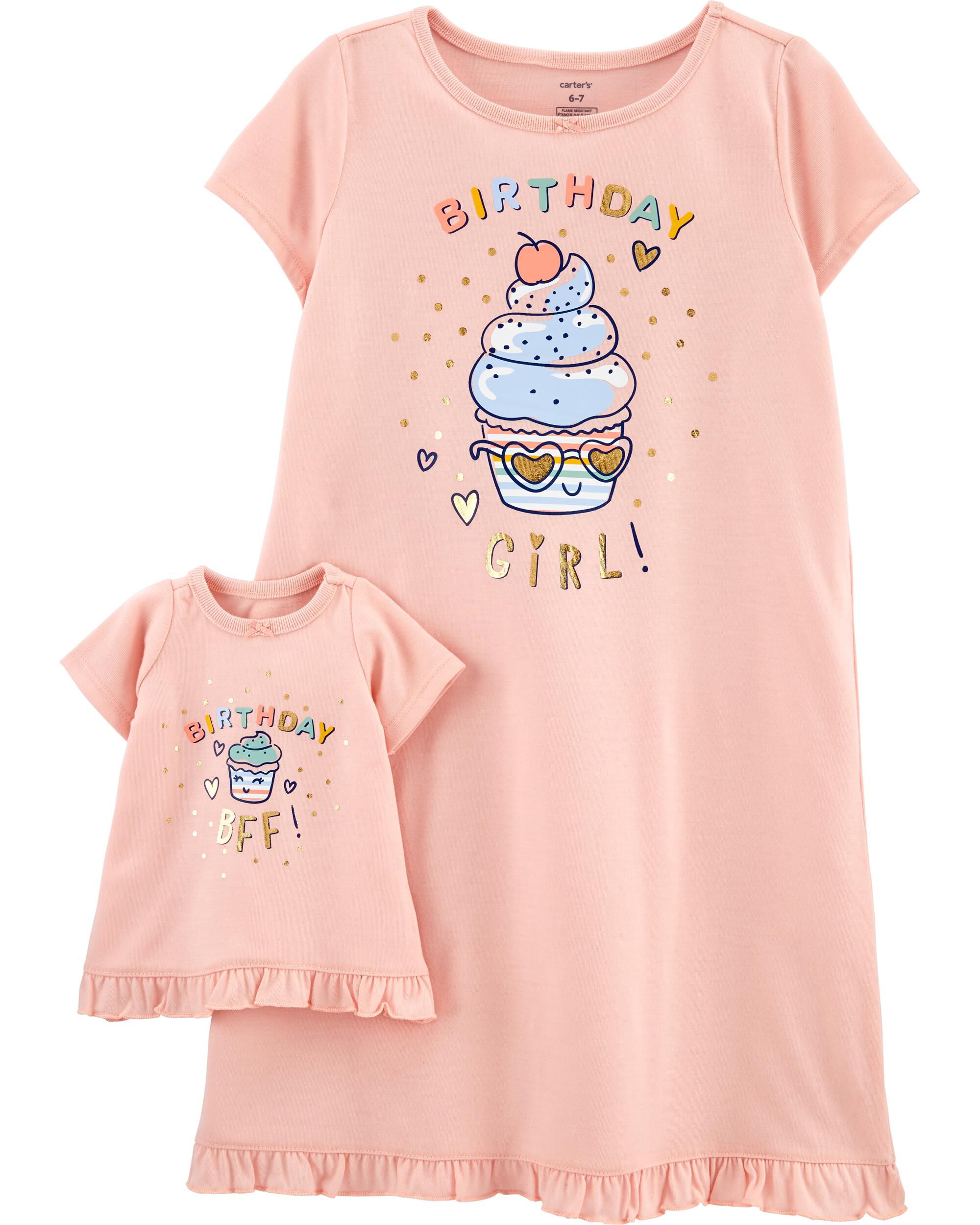girl and doll nightgown set