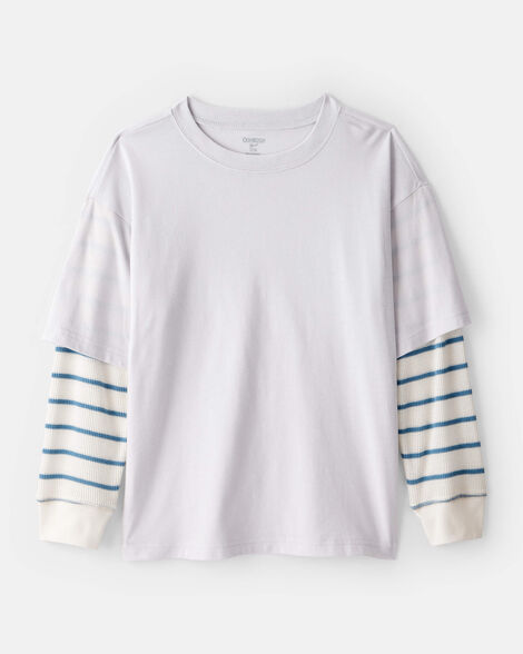 Boys Layered Long-Sleeve Tee- Grey