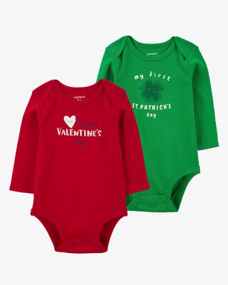 Product image 1 of Baby 2-Pack Holiday Ribbed Long-Sleeve Bodysuits