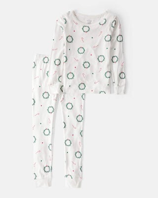 Kid Dog Print PurelySoft 2-Piece Pajamas - White