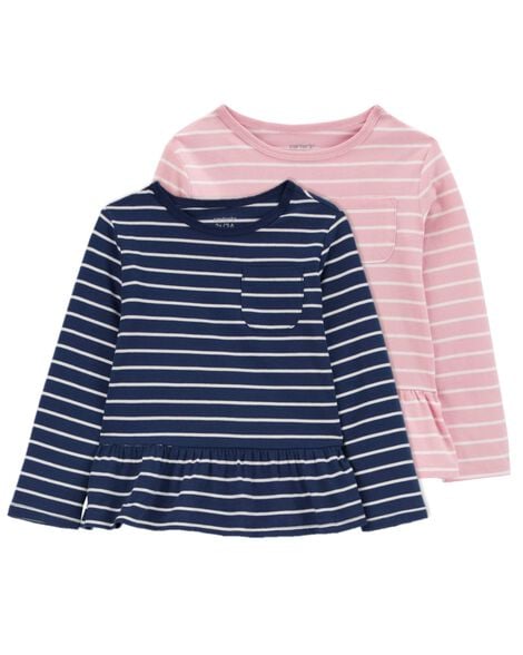  Product image 1 of Toddler 2-Pack Striped Peplum Tops

