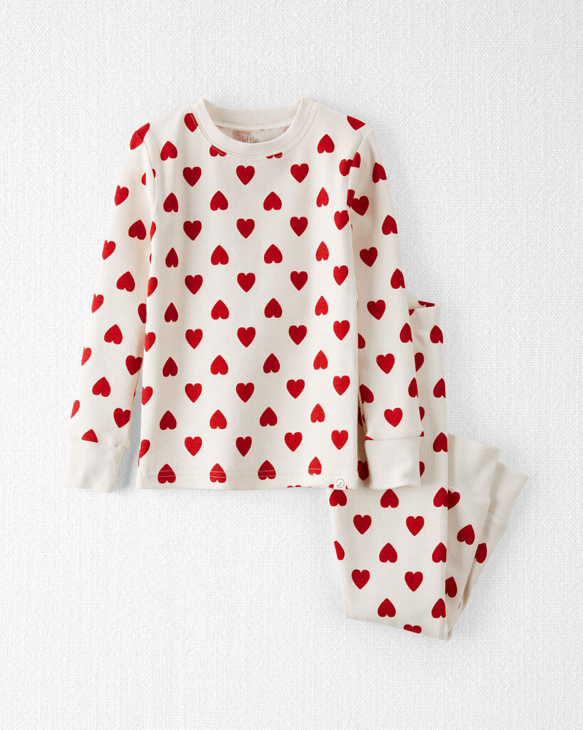 Little Planet Toddler 2-Piece Organic Cotton Pajamas in Hearts 2T Red Hearts