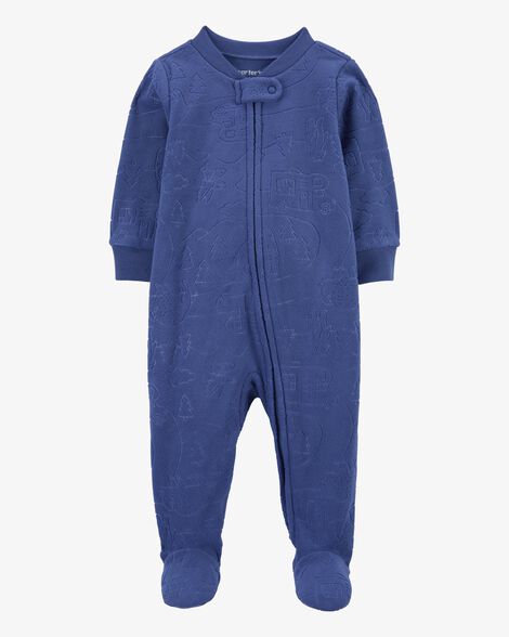 Product image 1 of Baby Camping Print Fleece Zip-Up Footie Sleep & Play Pajamas