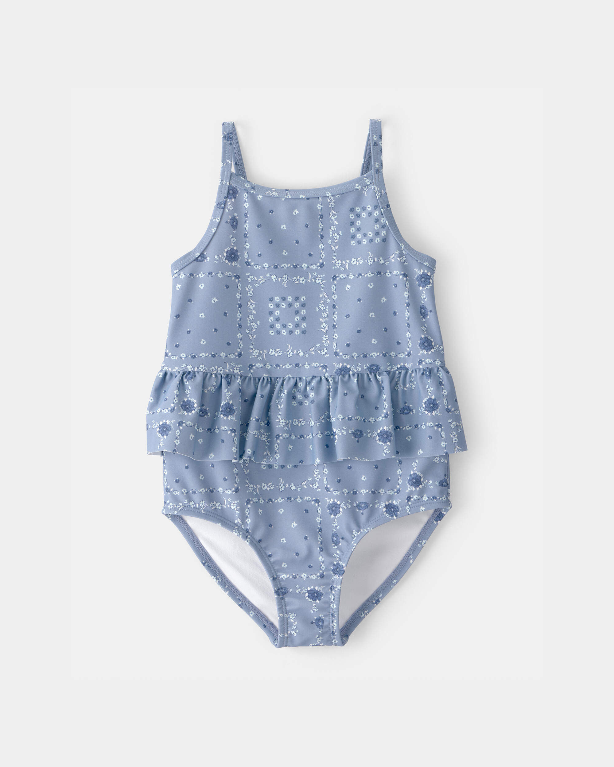 OshKosh Bgosh Toddler Girl Bandana Floral 1-Piece Swimsuit 3T Blue 10$