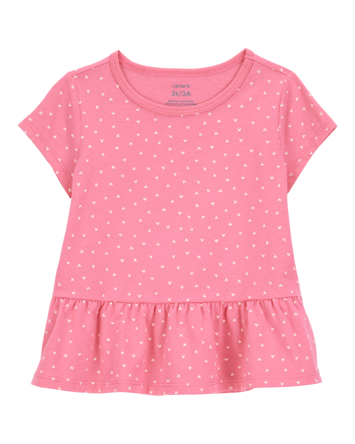 Hearts Peplum Short-Sleeve Tee - Pink - Carter's | Carter's