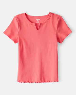 Kid Ribbed Henley Striped Short-Sleeve Shirt - Green