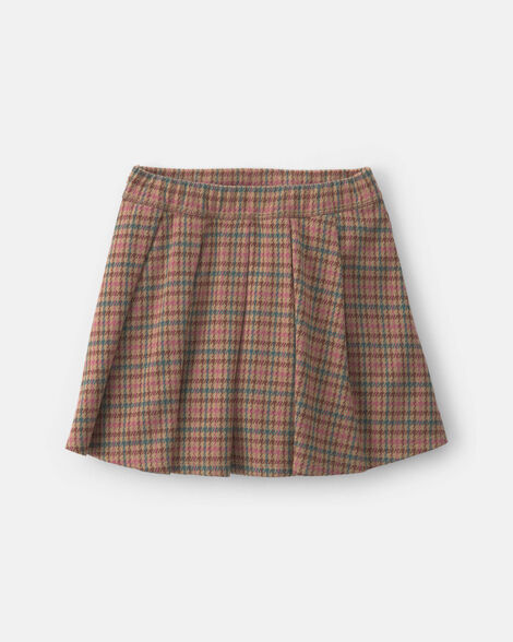 girls houndstooth skort - brown