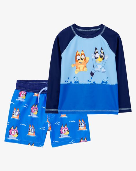  Product image 1 of Toddler 2-Piece Bluey Rashguard & Swim Trunk Set