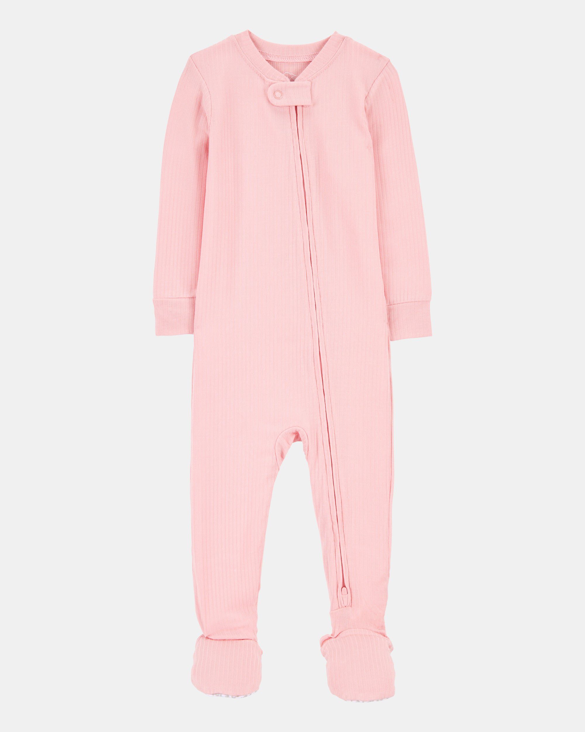 Baby Girl Solid 2-Way Zip PurelySoft Sleep & Play Pajamas