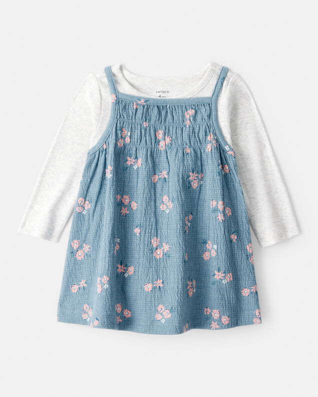 Product image 1 of Baby Girl 2-Piece Floral Long-Sleeve Dress Set - Blue