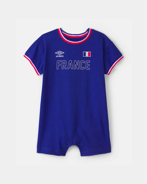 baby umbro france soccer romper - blue/red/white