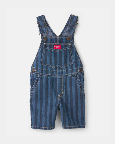 Toddler Striped Denim Shortall - Dark Wash