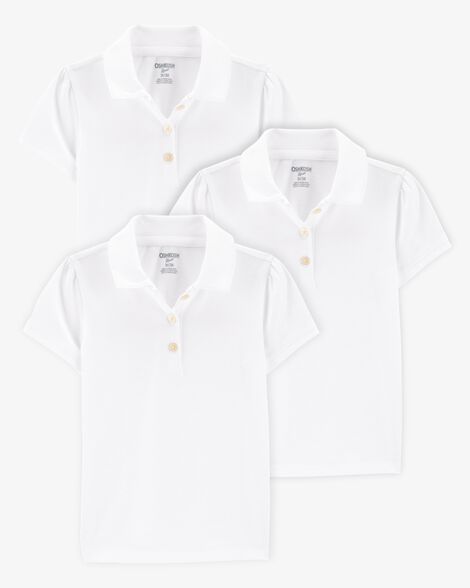 Product image 1 of Toddler 3-Pack Pique Uniform Polo Shirts - White