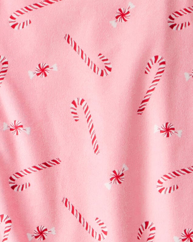 Product image 2 of Adult Pink Peppermints Fleece Long-Sleeve Loose Fit 2-Piece Pajamas - Pink