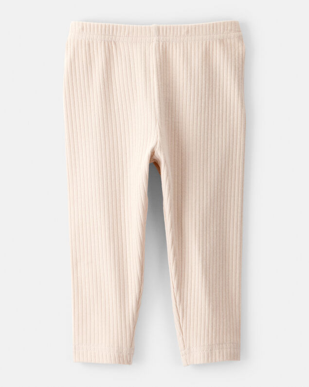 Product image 2 of Baby Girl Cotton Ribbed Stretch Leggings - Cream