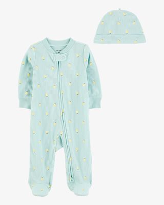 Product image 1 of Baby 2-Piece Lemon 2-Way Zip Sleep & Play Pajamas - Blue