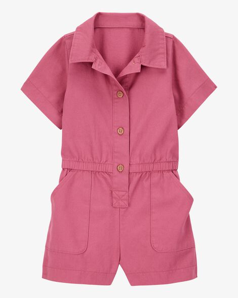  Product image 1 of Toddler Twill Button-Down Romper - Pink