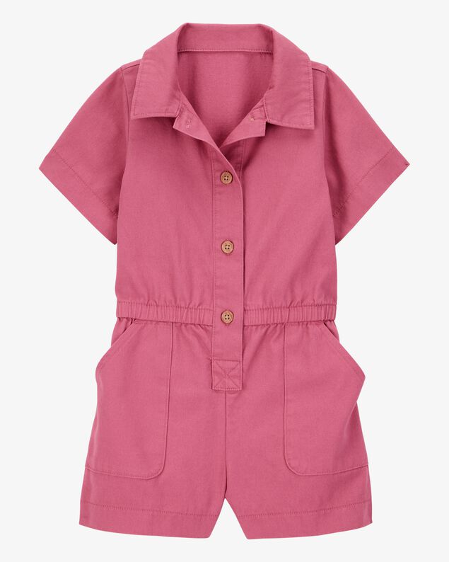 Product image 1 of Toddler Twill Button-Down Romper - Pink