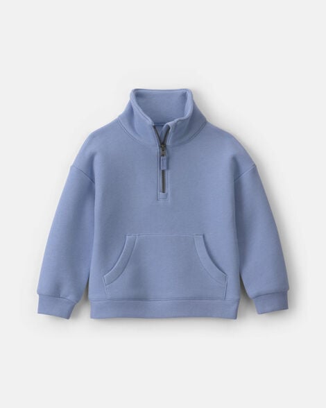 fleece pullover quarter zip sweatshirt - blue