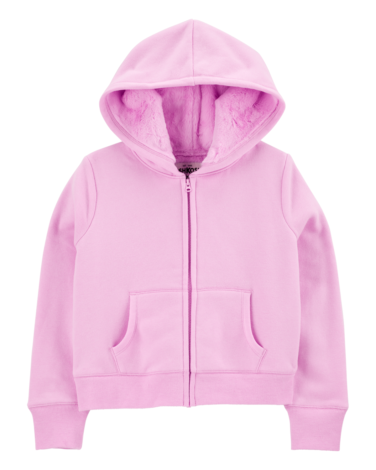 Kid Fleece Lined Zip Up Jacket Pink