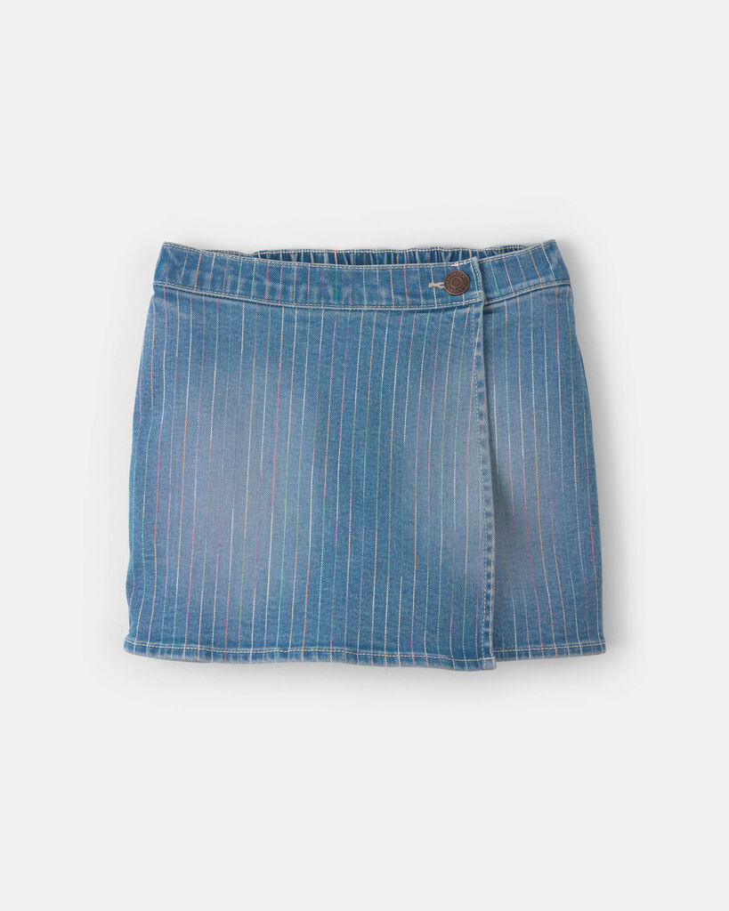 OshKosh B'gosh Girls Rainbow Stripe Denim Wrap Skort - Medium Wash 10 Medium Wash