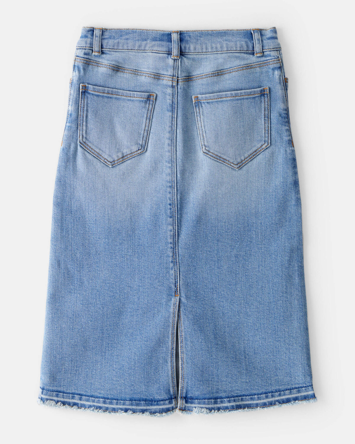 Marc & Janie Girls' Denim Ruffle Skirt – Soft Cotton, A-Line, Below Knee Length, With Pockets