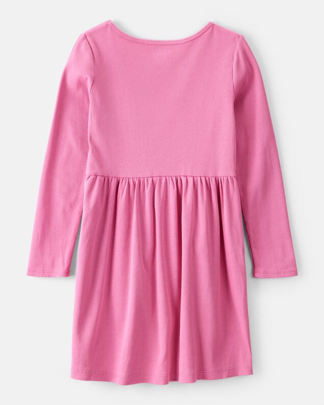 Product image 2 of Girls Long Sleeve Cotton Dress - Pink